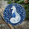 Whimsical Fox Porcelain Christmas Ornament - Double-Sided Nature-Inspired Keepsake -- Scandinavian Style