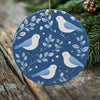 Winter Birds Porcelain Christmas Ornament - Double-Sided Woodland Keepsake -- Scandinavian Style