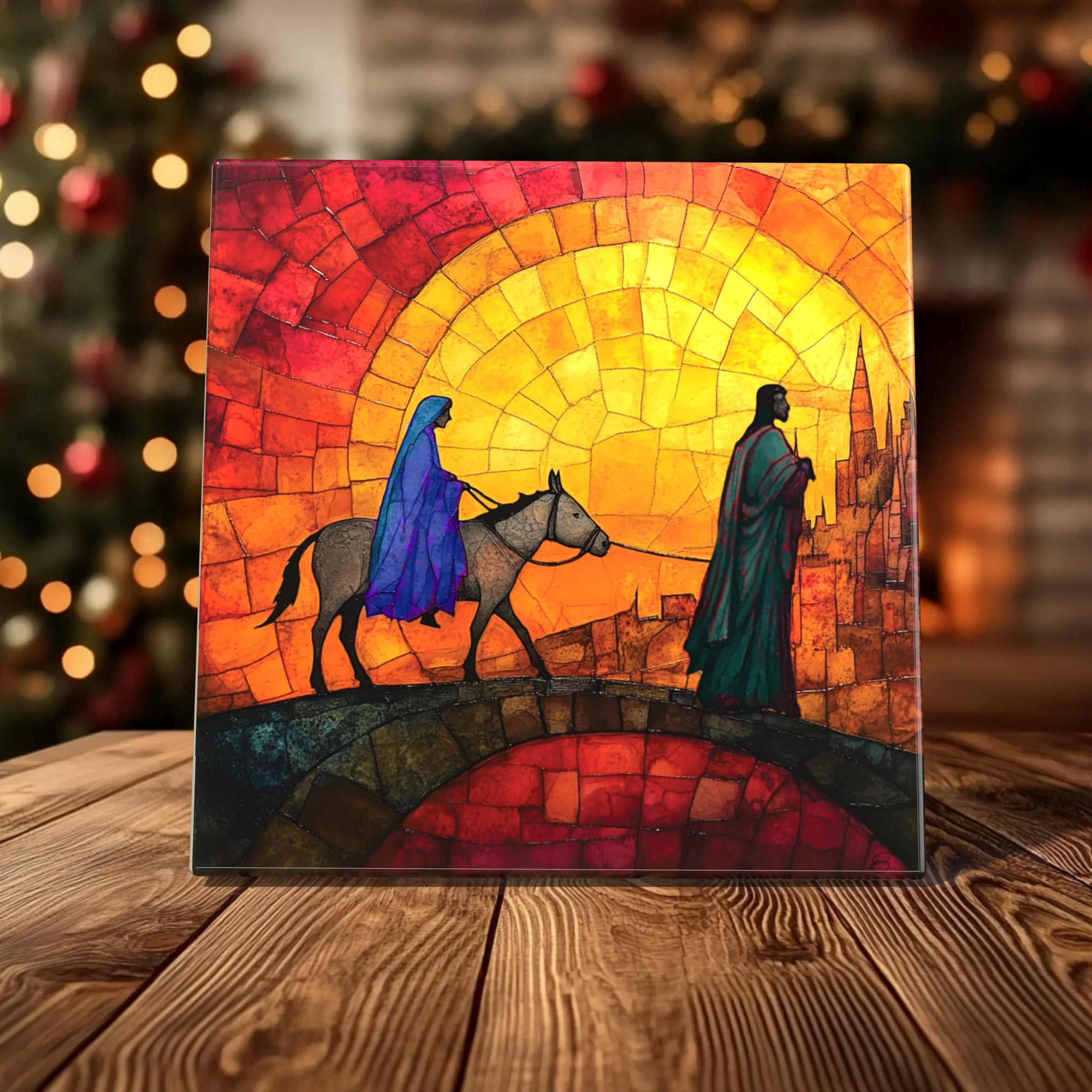 Journey to Bethlehem Porcelain Tile - Stunning Nativity Art for Holiday Decor