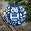 Midnight Owl Porcelain Ornament - Double-Sided Holiday Keepsake -- Scandinavian Style