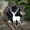 Elegant Woodland Deer Porcelain Ornament - Black and Gold Holiday Decor - 2 Sided Holiday Keepsake