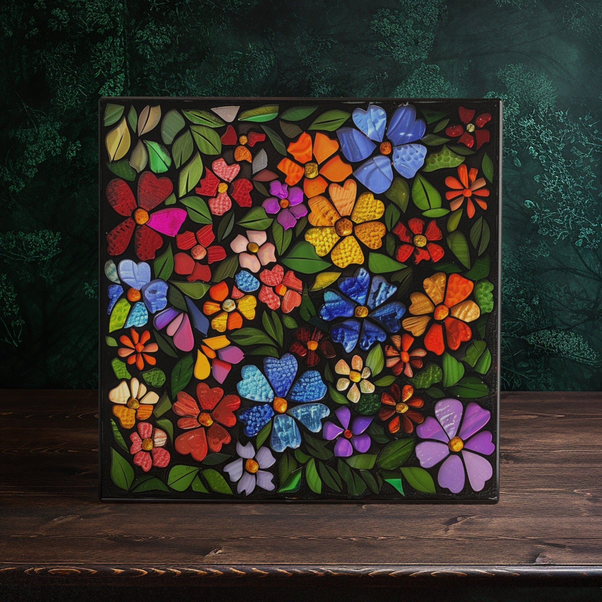 Peeping Tom's Cottage Blossom Mosaic Handcrafted Ceramic Tile - Lustrous Home Decor | Peeping Tom's Cottage Exclusive