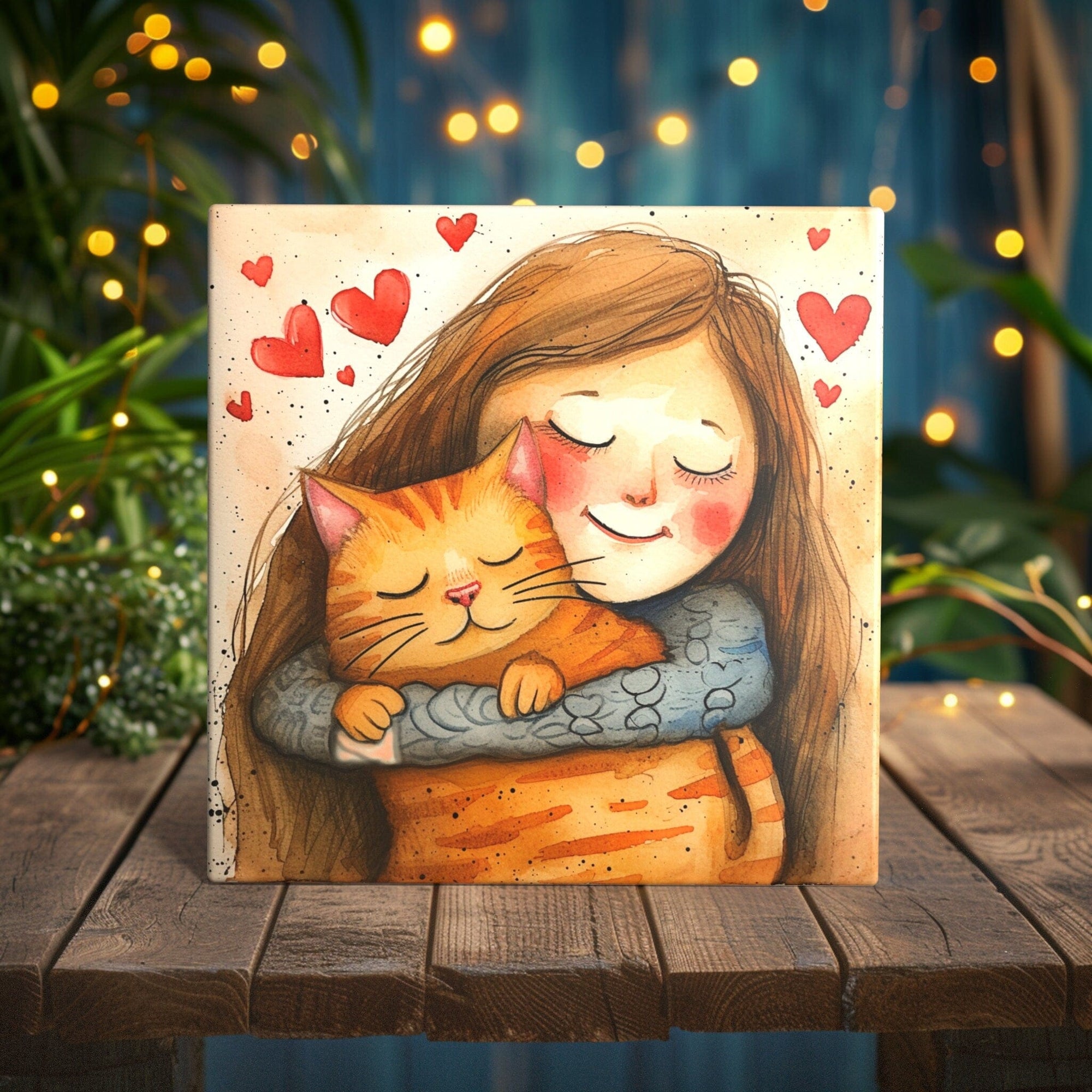 Peeping Tom's Cottage Cozy Companions: Love in a Heartbeat Ceramic Tile