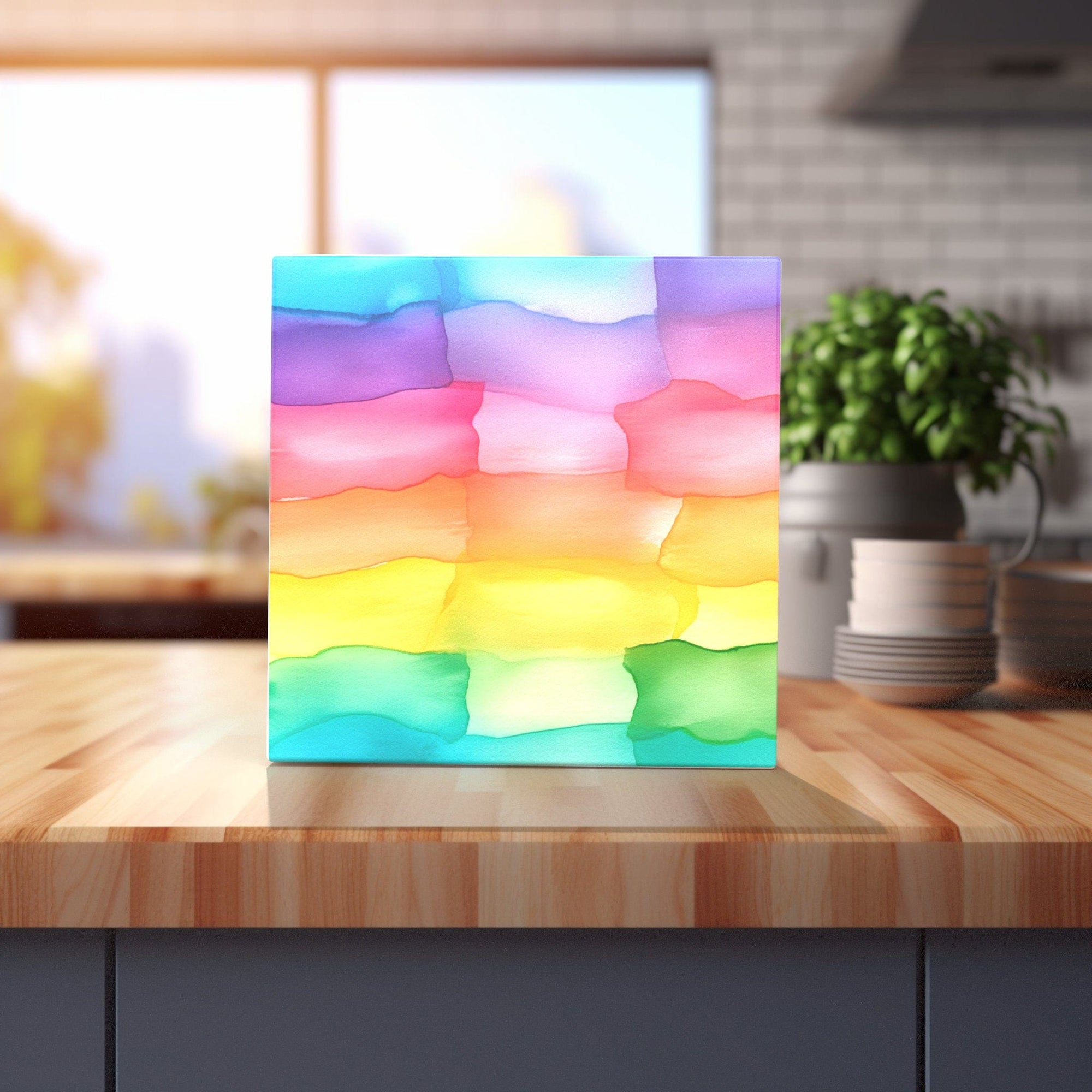 Peeping Tom's Cottage Custom Printed Tile Abstract Watercolor Horizon - Artistic Ceramic Tile for Home Decor