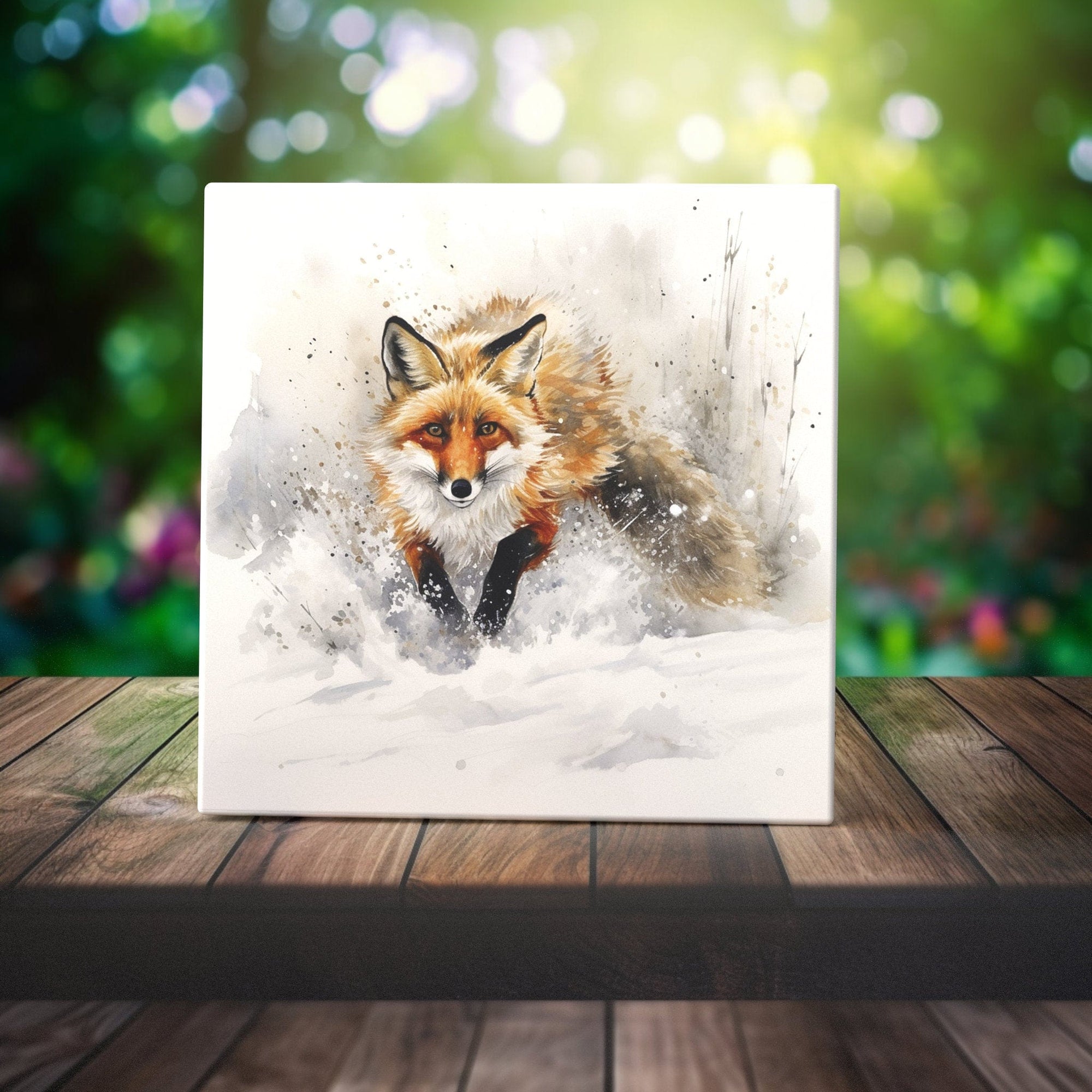 Peeping Tom's Cottage Custom Printed Tile Artistic Red Fox in Motion Tile - Lively Room Accent