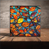Peeping Tom's Cottage Custom Printed Tile Autumn Elegance: Vibrant Stained Glass Leaf Tiles for Stylish Home Decor
