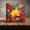 Peeping Tom's Cottage Custom Printed Tile Autumn Harmony: Stunning Stained Glass Tile Mosaic Featuring Yellow and Red Maple Leaves for Home Decor