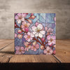 Peeping Tom's Cottage Custom Printed Tile Blossoming Elegance: Handcrafted Dogwood Flower Art Tile - Stained Glass Style Wall Decor