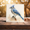 Peeping Tom's Cottage Custom Printed Tile Blue Jay Elegance - Watercolor Bird Art Tile for Wildlife Enthusiasts' Home Decor