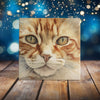 Peeping Tom's Cottage Custom Printed Tile Captivating Feline Gaze: Handcrafted Watercolor Orange Cat Art Tile for Animal Lovers' Home Decor