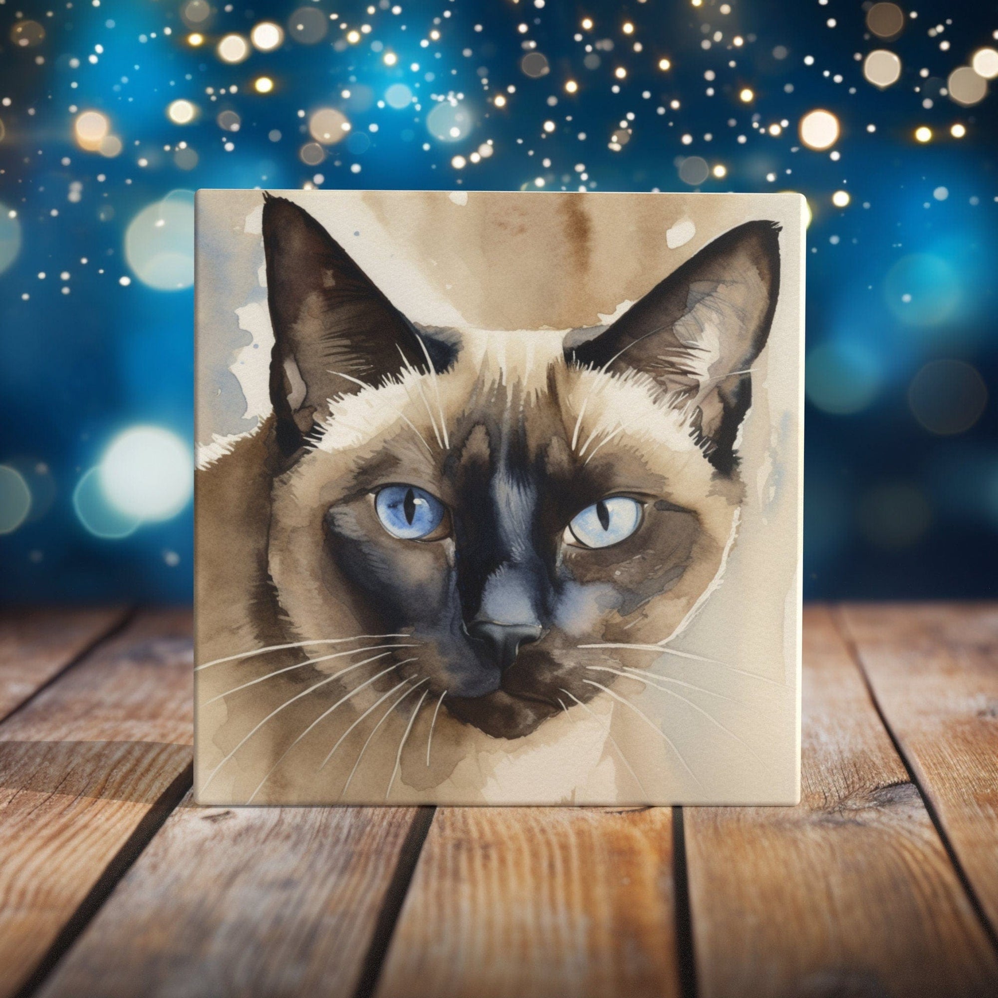 Peeping Tom's Cottage Custom Printed Tile Captivating Siamese Gaze: Luxurious Ceramic Art Tile for Home Elegance