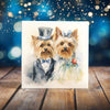 Peeping Tom's Cottage Custom Printed Tile Charming Nuptial Pair - Yorkies in Wedding Attire Artistic Ceramic Tile for Charming Home Decor