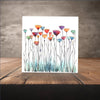 Peeping Tom's Cottage Custom Printed Tile Colorful Poppy Meadow: Hand-Painted Watercolor Art Tile for Nature-Inspired Home Decor