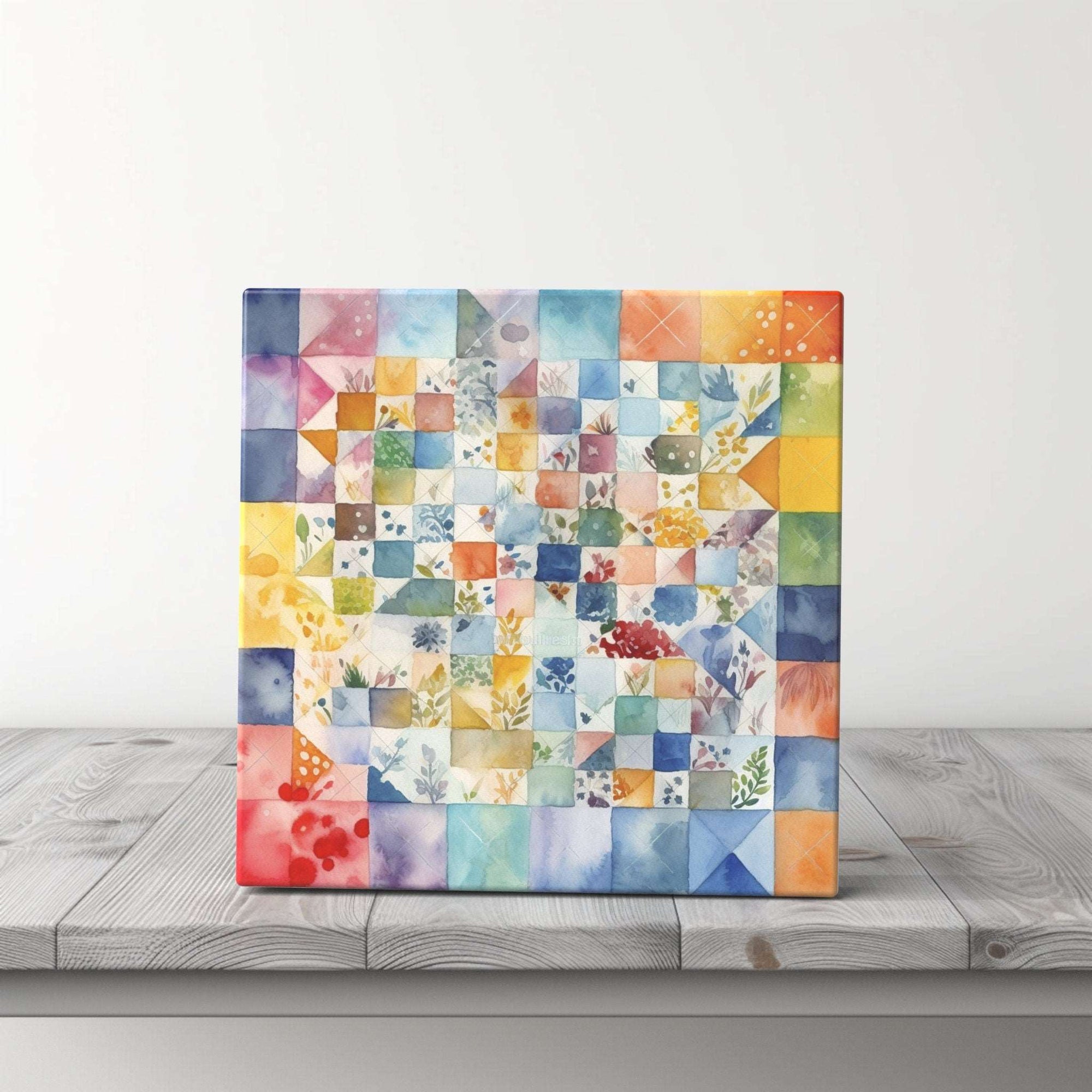 Peeping Tom's Cottage Custom Printed Tile Floral Patchwork Quilt Ceramic Tile - Artistic Home Accent