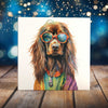 Peeping Tom's Cottage Custom Printed Tile Groovy Watercolor Spaniel with Sunglasses Art Tile - Retro-Inspired Dog Decor for Home