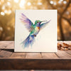 Peeping Tom's Cottage Custom Printed Tile Iridescent Flight - Watercolor Hummingbird in Motion Art Tile for Dynamic Home Decor