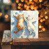 Peeping Tom's Cottage Custom Printed Tile Joyful Snow Angels Cats Art Tile - Playful Orange and White Cats Watercolor Painting for Home Decor