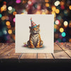 Peeping Tom's Cottage Custom Printed Tile Party Animal: Hand-Painted Celebratory Tiger with Party Hat Art Tile for Playful Home Decor