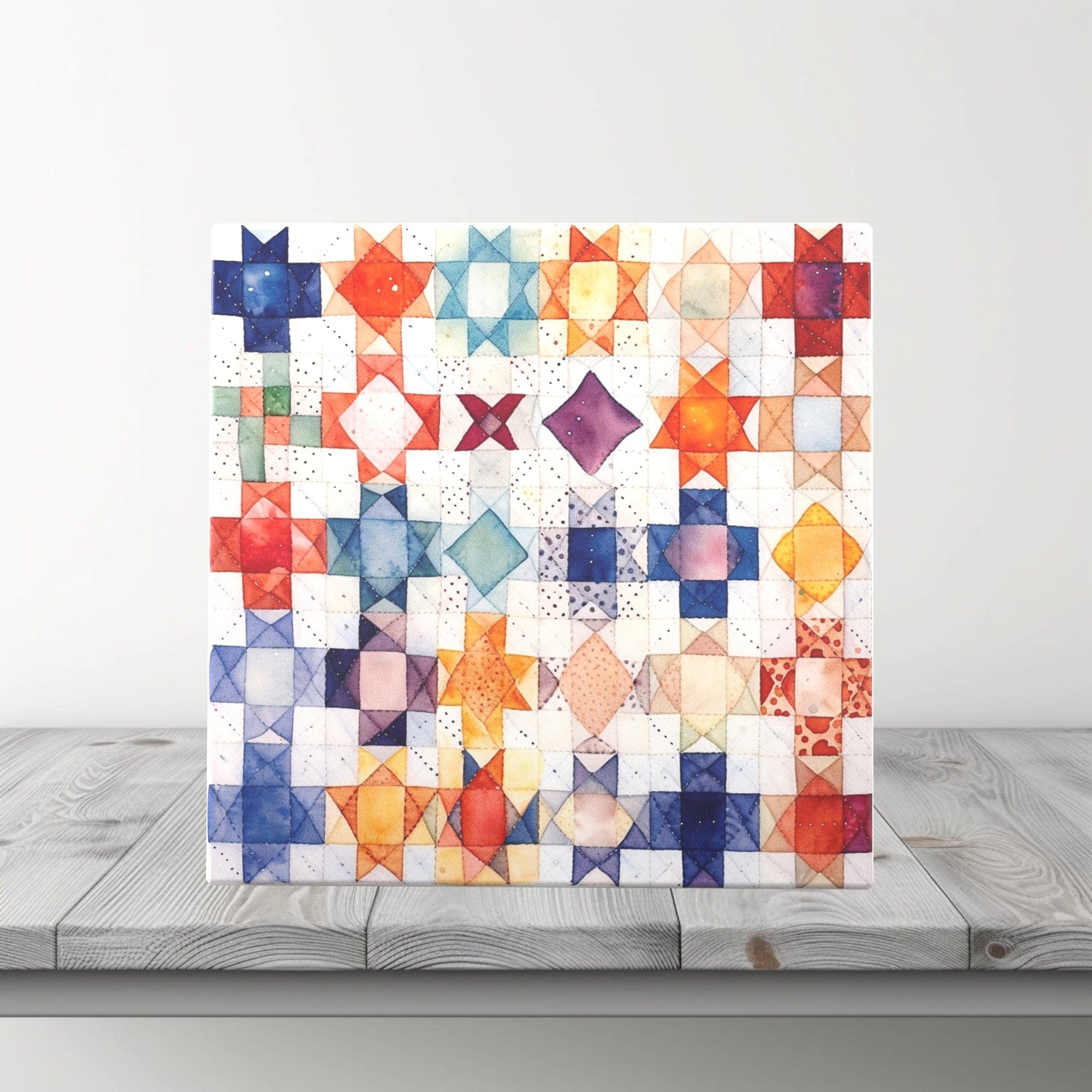 Peeping Tom's Cottage Custom Printed Tile Patchwork Harmony - Hand-painted Quilt Pattern Ceramic Art Tile for Home Decoration