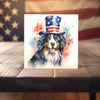 Peeping Tom's Cottage Custom Printed Tile Patriotic Bernese Mountain Dog Art Tile - Uncle Sam Hat Watercolor for Festive Home Decor