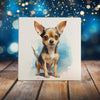 Peeping Tom's Cottage Custom Printed Tile Petite Pup Perfection Art Tile - Adorable Watercolor Chihuahua Portrait for Heartwarming Home Decor