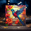 Peeping Tom's Cottage Custom Printed Tile Radiant Bloom - Vivid Hummingbird Stained Glass Art Tile for Luminous Home Decor