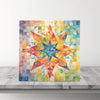 Peeping Tom's Cottage Custom Printed Tile Radiant Starburst Quilt: Vibrant Watercolor Mosaic Ceramic Tile - Artistic Home Accent