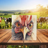Peeping Tom's Cottage Custom Printed Tile Rustic Rooster Watercolor Decor Tile - Bold Home And Farm Decor Statement Piece