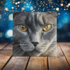 Peeping Tom's Cottage Custom Printed Tile Striking Charcoal Gray Cat Art Tile - Captivating Feline Gaze Decor for Pet Enthusiasts
