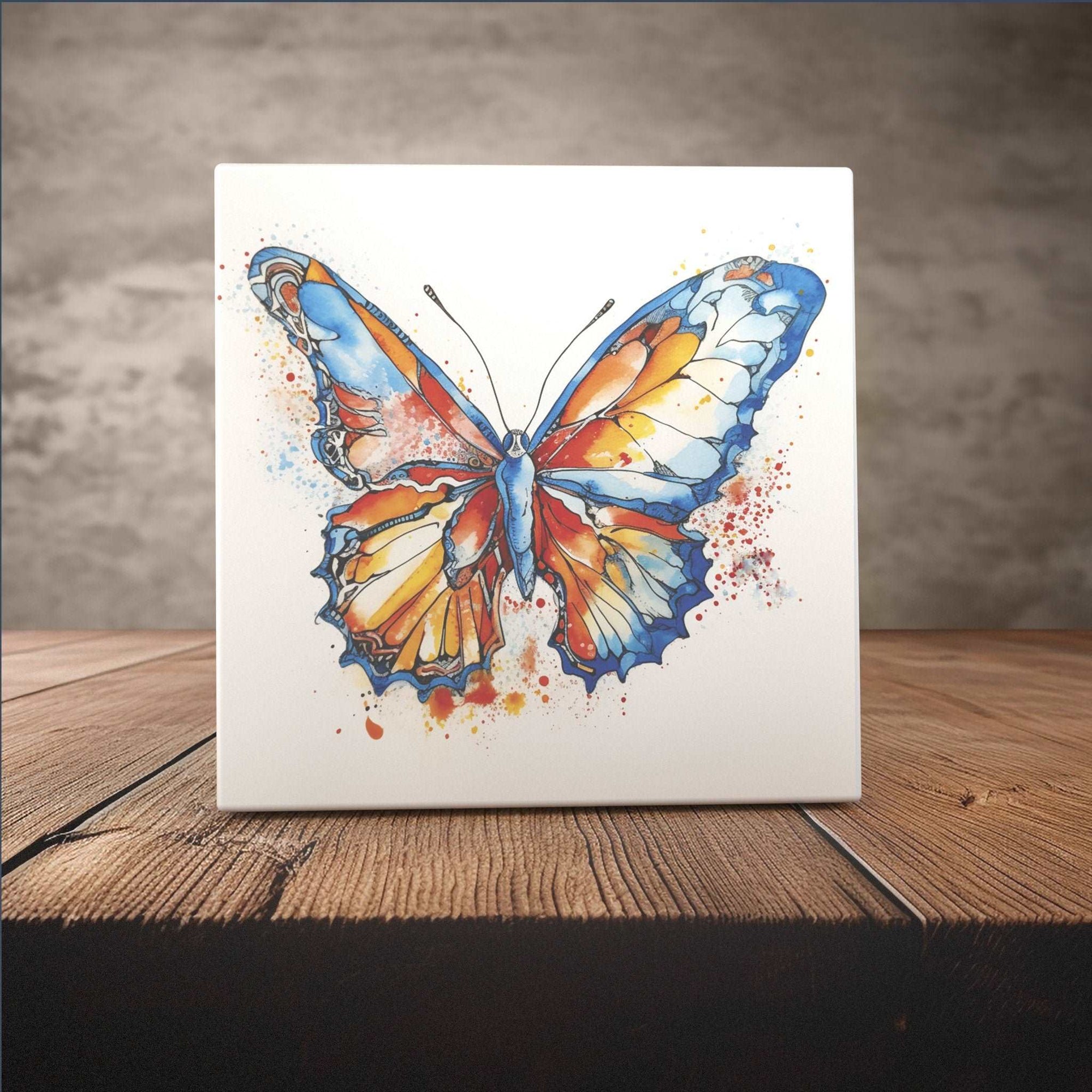 Peeping Tom's Cottage Custom Printed Tile Vibrant Watercolor Butterfly Ceramic Tile - Nature-Inspired Art