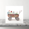 Peeping Tom's Cottage Custom Printed Tile Whimsical Garden Cart: Hand-Painted Artistic Tile with Floral Design for Home Decoration