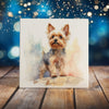 Peeping Tom's Cottage Custom Printed Tile Yorkshire Terrier Watercolor Art Tile - Charming Yorkie Portrait for Home and Pet Lovers