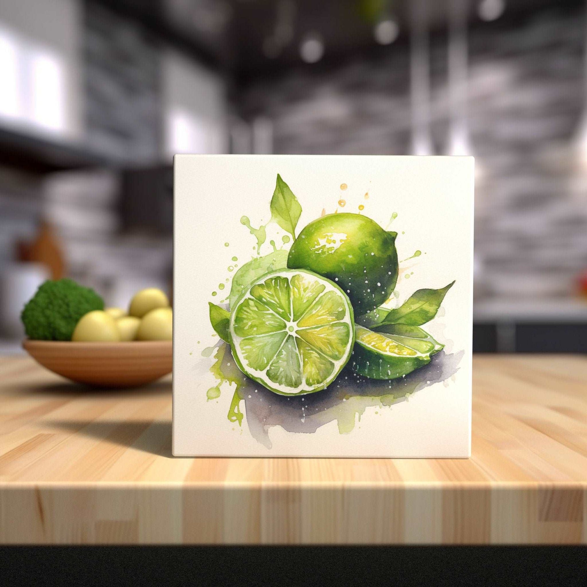 Peeping Tom's Cottage Custom Printed Tile Zesty Lime Splash Ceramic Tile - Refreshing Kitchen Decor
