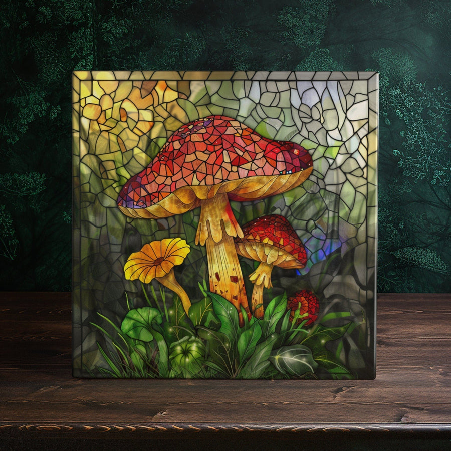 Peeping Tom's Cottage Enchanted Forest Mushroom Ceramic Tile - Mystical Home Decor | Peeping Tom's Cottage