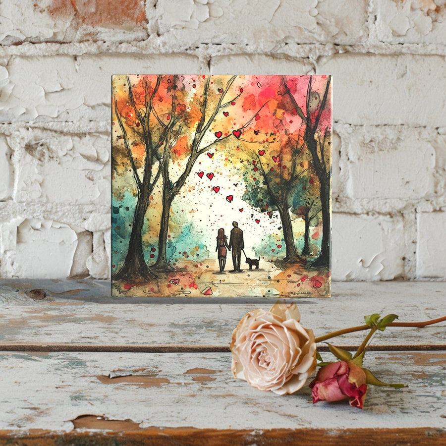 Peeping Tom's Cottage Enchanted Love Path: Handcrafted Ceramic Valentines Day Tile Art