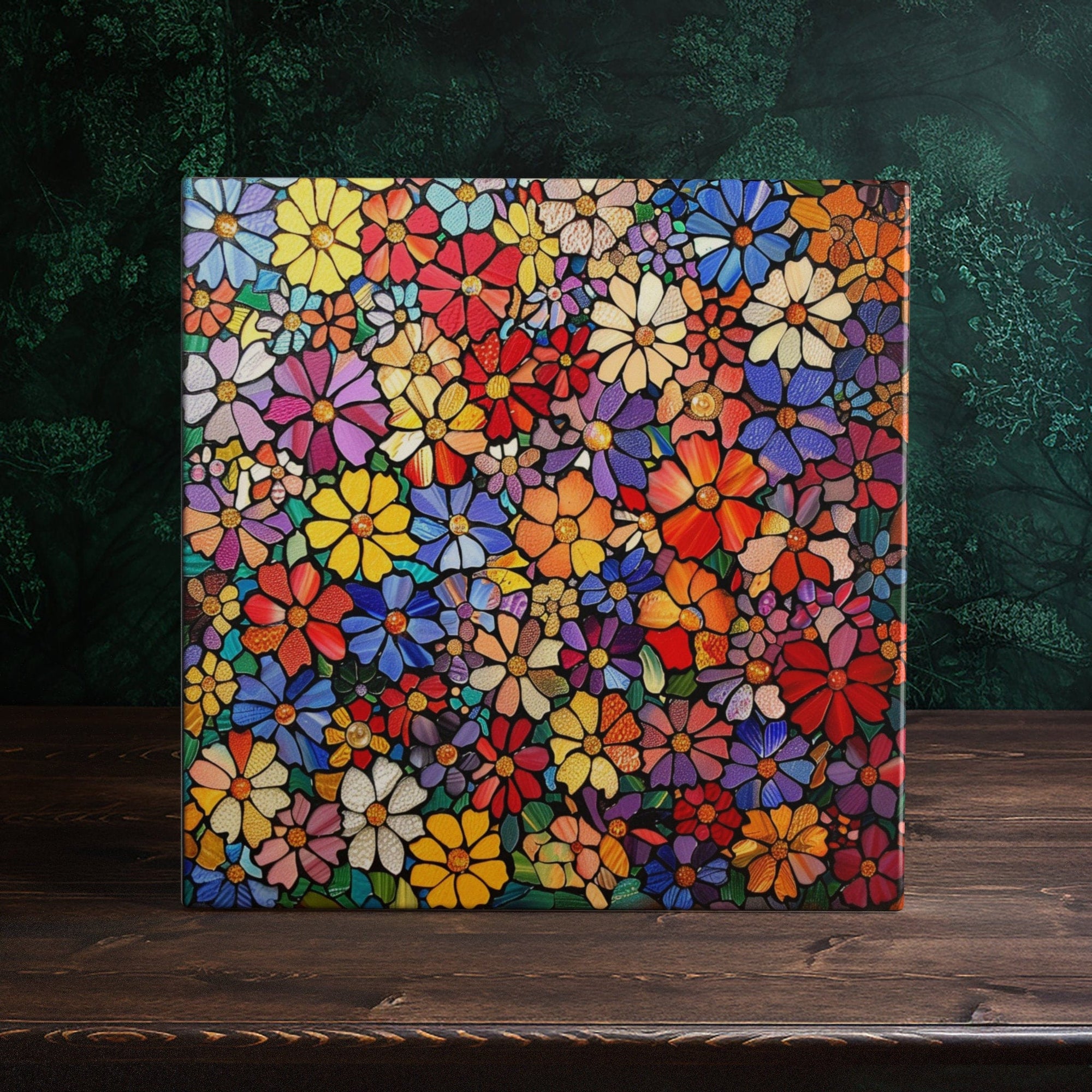 Peeping Tom's Cottage Garden Tapestry Colorful Ceramic Tile - Exquisite Home Decor | Peeping Tom's Cottage