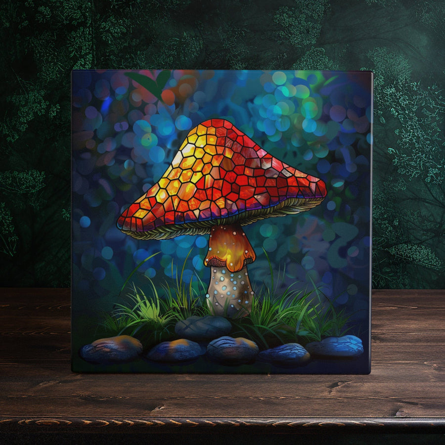 Peeping Tom's Cottage Mystical Mushroom Vibrant Ceramic Tile - Captivating Home Decor | Peeping Tom's Cottage