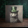 Peeping Tom's Cottage The Aristocat – Elegant Hand-Crafted Gray Cat Ceramic Tile for Refined Tastes